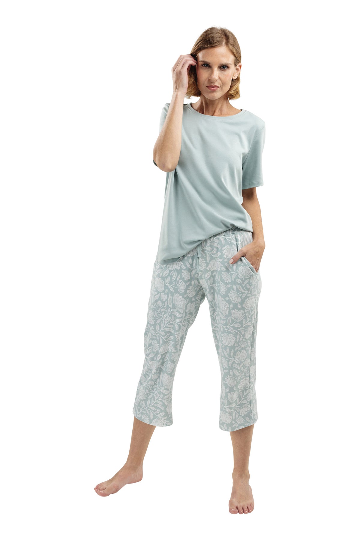 The Spring Blossom Capri Set in Soft Sage
