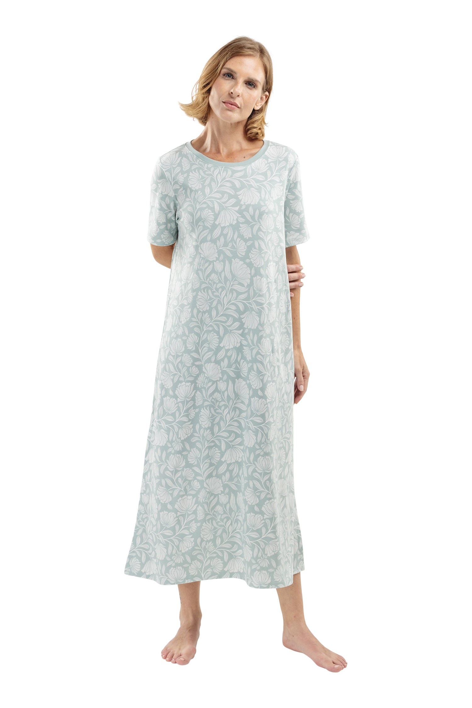 cotton dress pajamas Women's Pajamas Cotton Night Dress Soft Short Sleeve V Neck Long Nightgown Loungewear