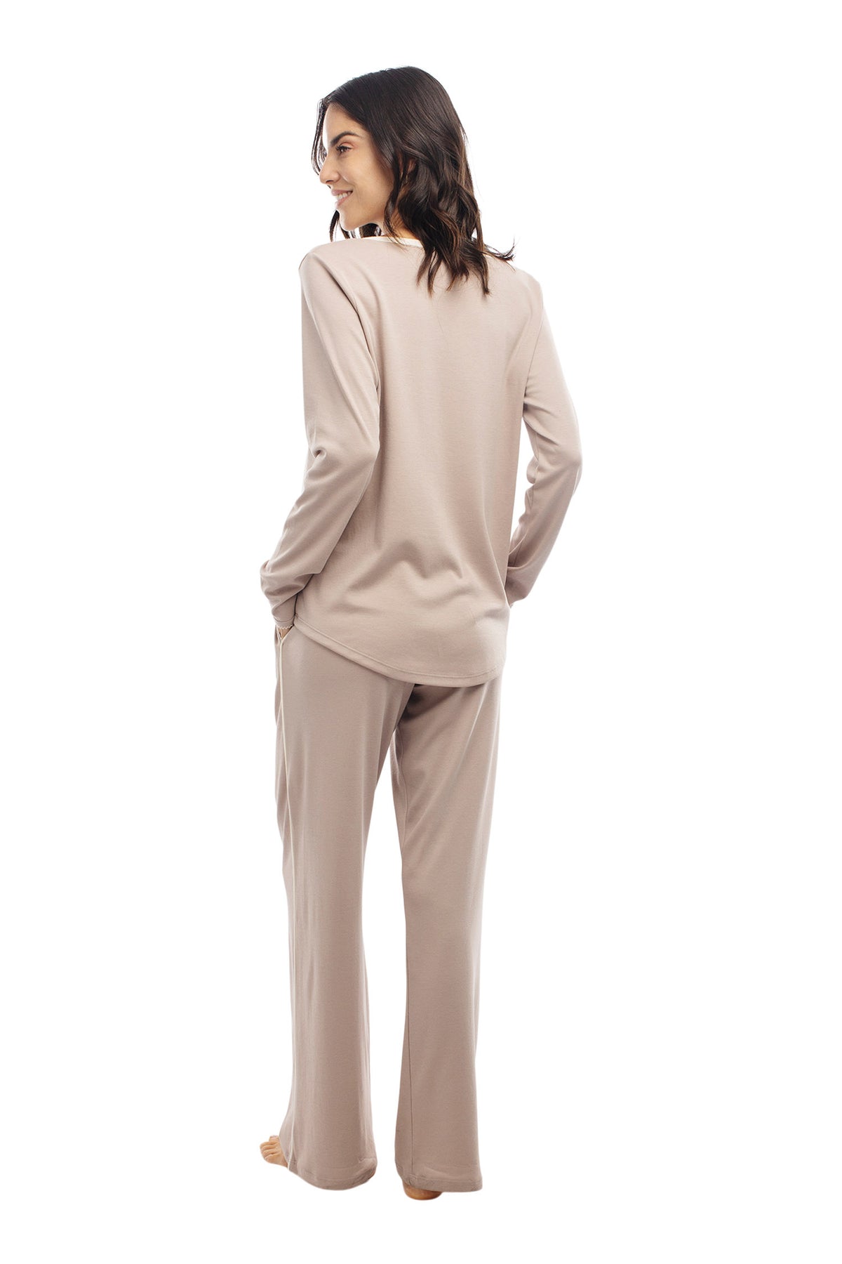 The Petite Long-Sleeve V-Neck Set in Etherea