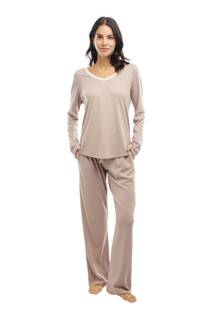 The Petite Long-Sleeve V-Neck Set in Etherea