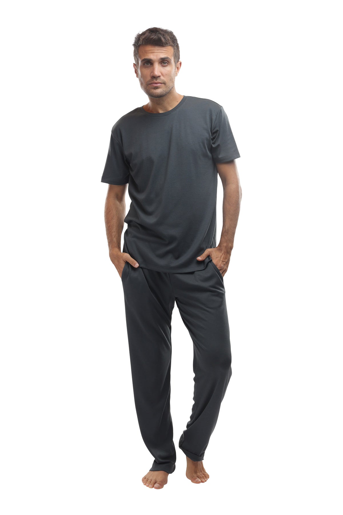 Men's pajamas short sleeve long clearance pants