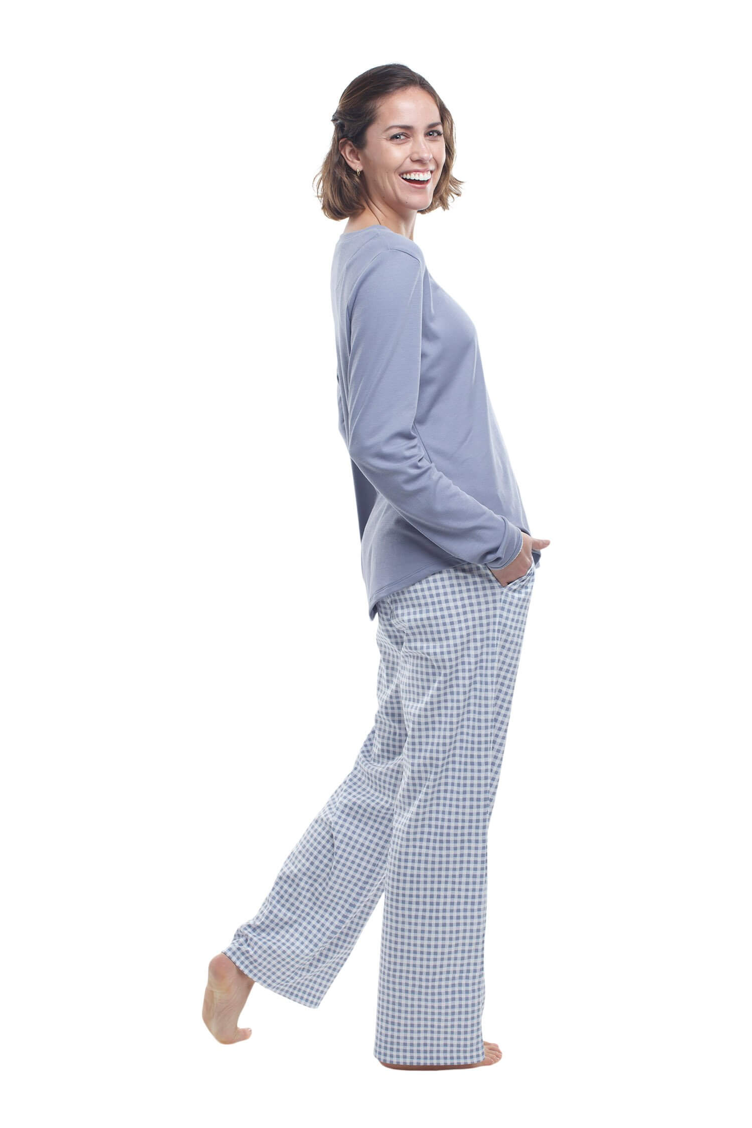 Pima Cotton Women's Pajamas, Incredibly Soft & Cozy, Long & Plus Sizes  Too, Jijamas Long-Sleeve in Grey Slate