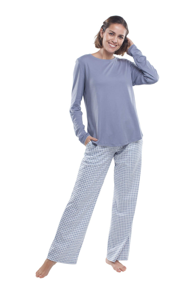 Pima Cotton Women's Pajamas, Incredibly Soft & Cozy, Long & Plus Sizes  Too, Jijamas Long-Sleeve in Periwinkle